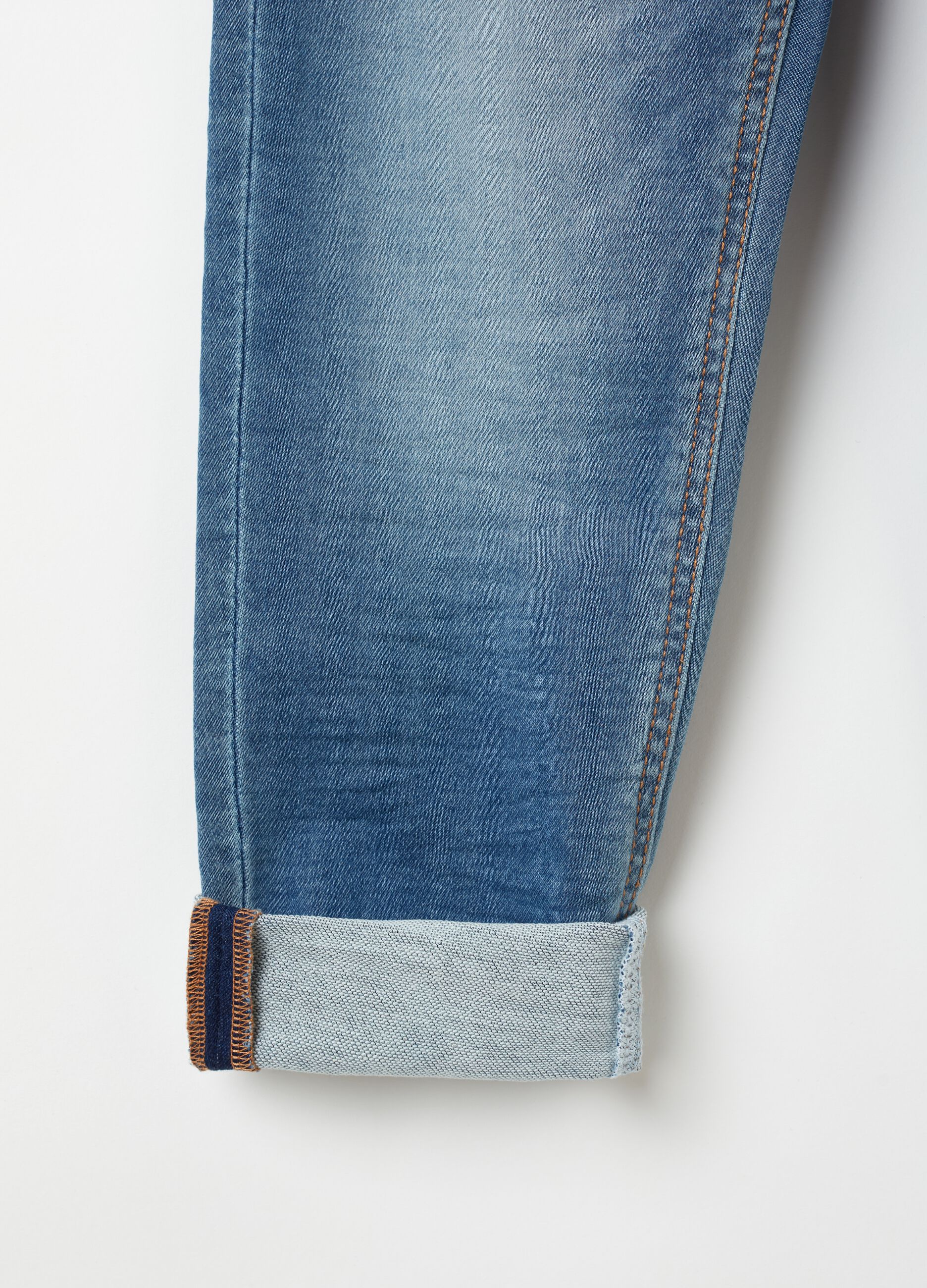 Tapered-fit joggers in denim with drawstring