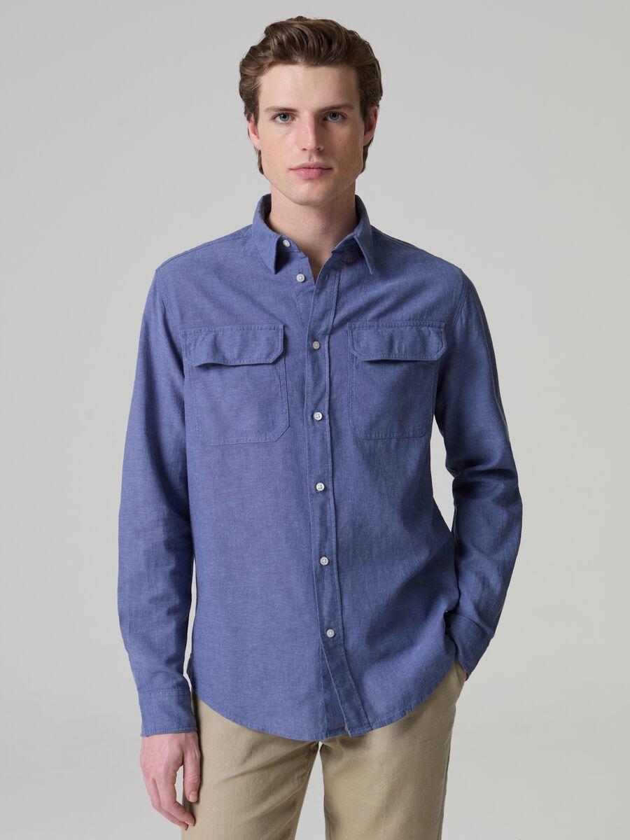 Camisa de lino y algodón con bolsillos_1