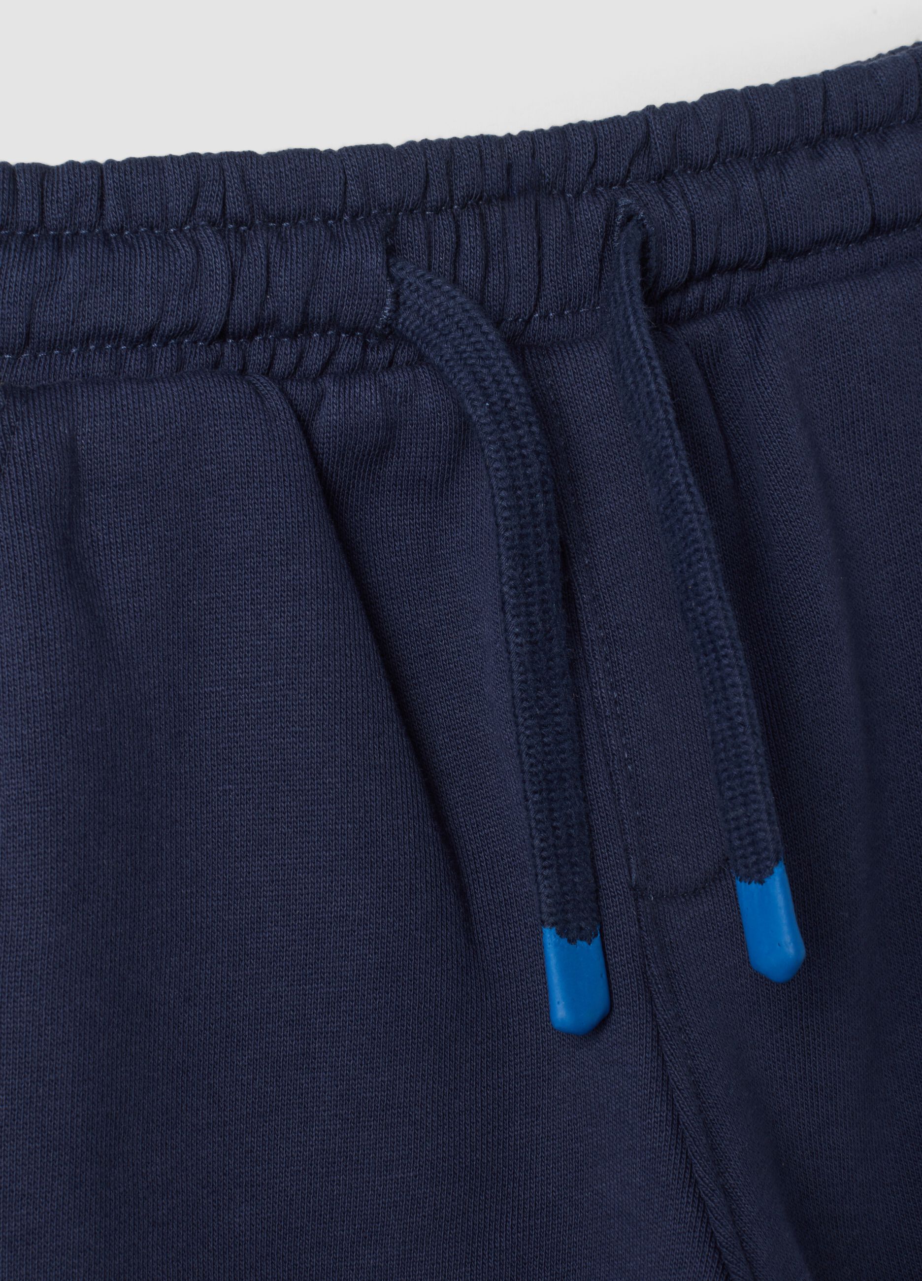 Pantaloni jogger blu in puro cotone con vita elasticizzata
