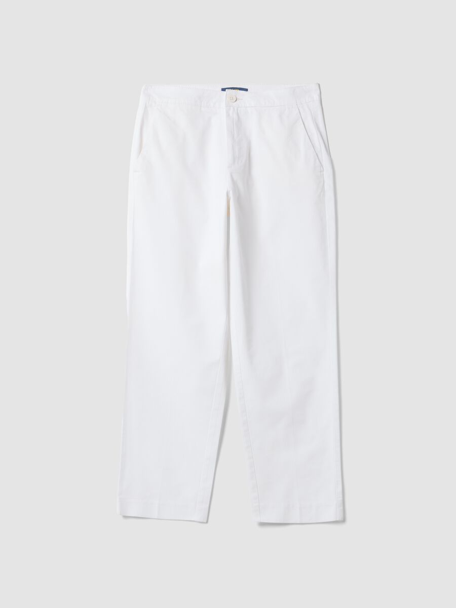 White pure cotton chino trousers, regular fit_4