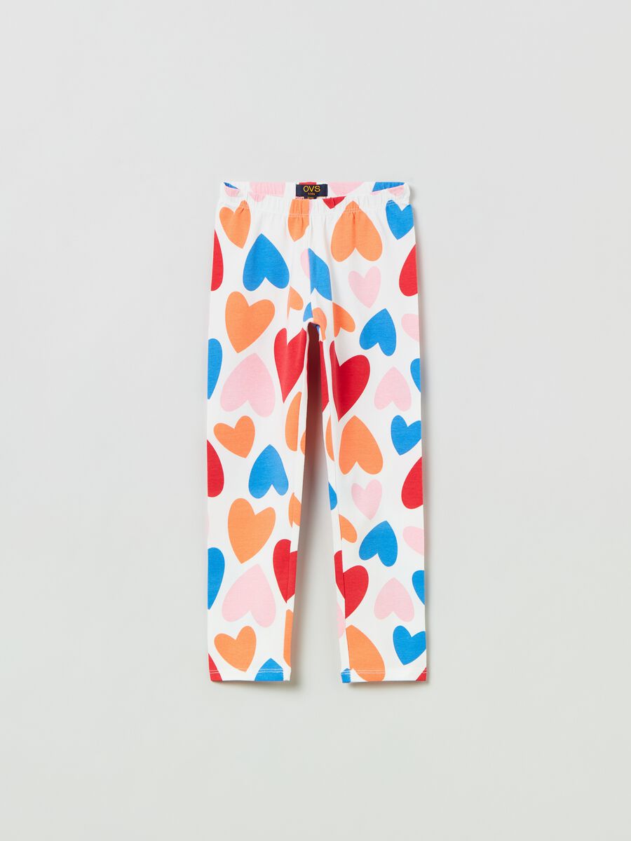 Stretch cotton leggings with print_0