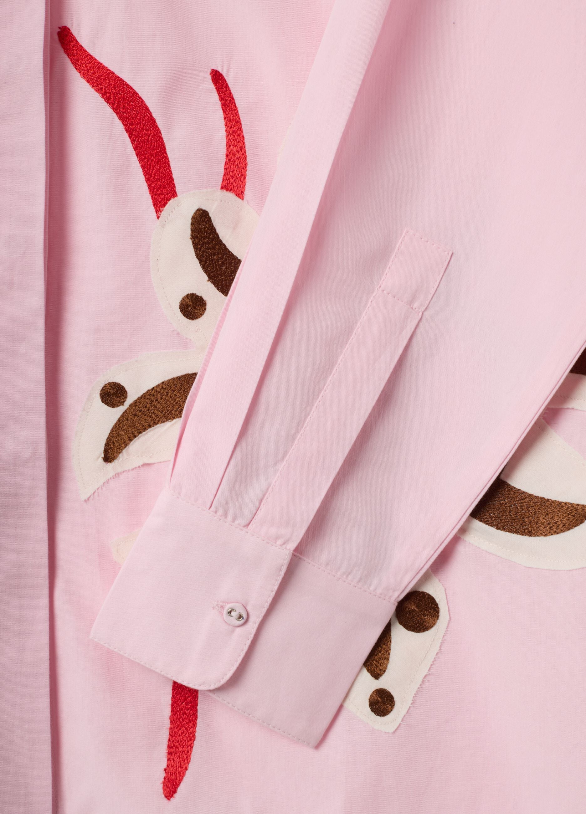Rosa Hemd aus Popeline aus reiner Baumwolle mit Floral-Print, Regular Fit
