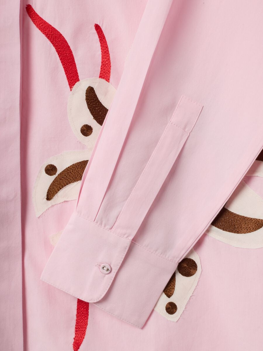 Rosa Hemd aus Popeline aus reiner Baumwolle mit Floral-Print, Regular Fit_5