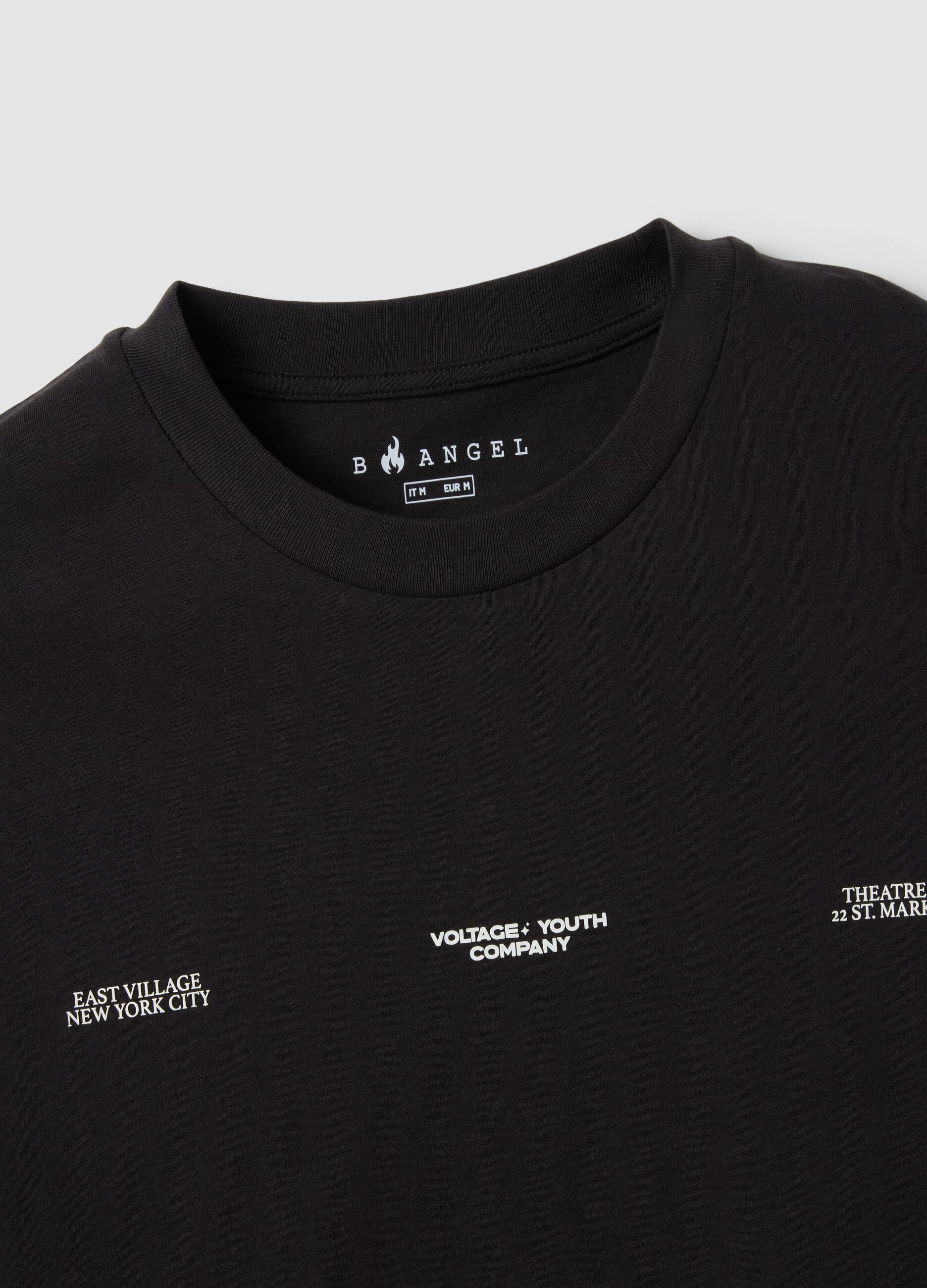 Black pure cotton T-shirt with front print