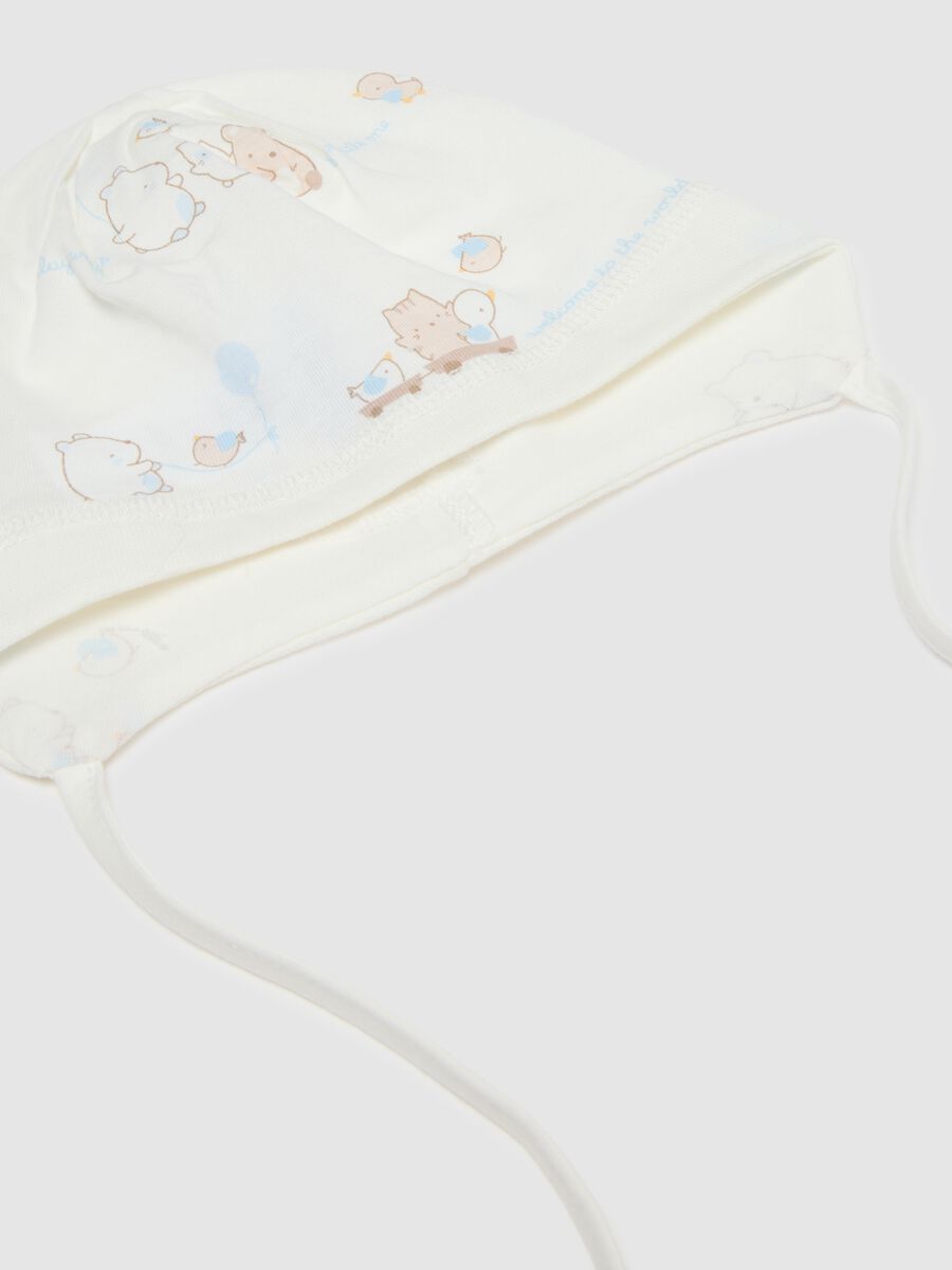 Multicolour baby hat and shoes set in pure cotton_1