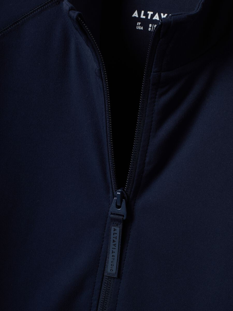 Blaue Full-Zip Jacke in Stretchgewebe, fitted &ndash; ALTAVIA STUDIO_8