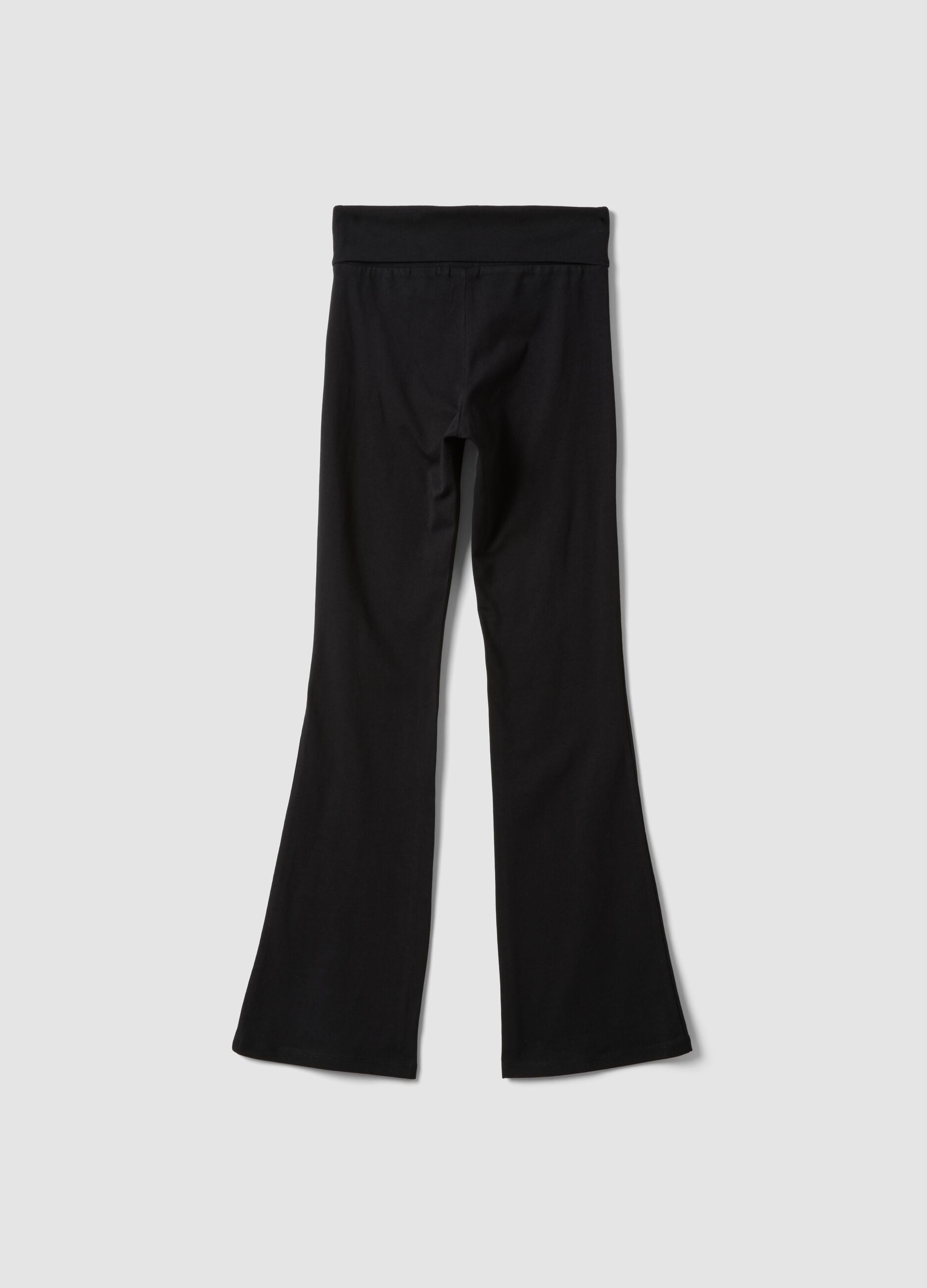 Schwarze ausgestellte Leggings aus elastischer Bio-Baumwolle f&uuml;r M&auml;dchen