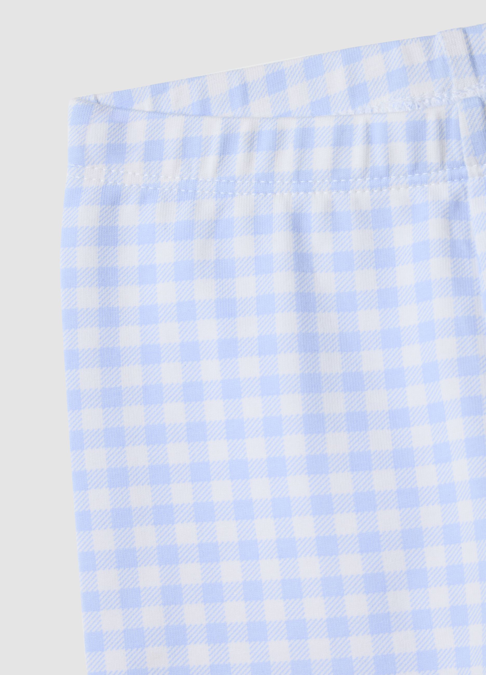 Girls&rsquo; multicolour checked slim-fit leggings in stretch cotton