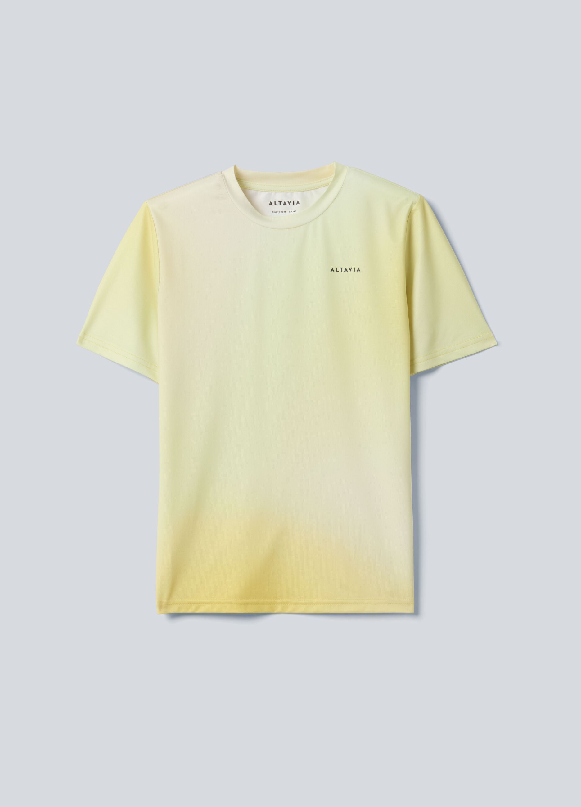 Yellow ALTAVIA COURT sports T-shirt in stretch technical fabric with tie-dye effect for boys