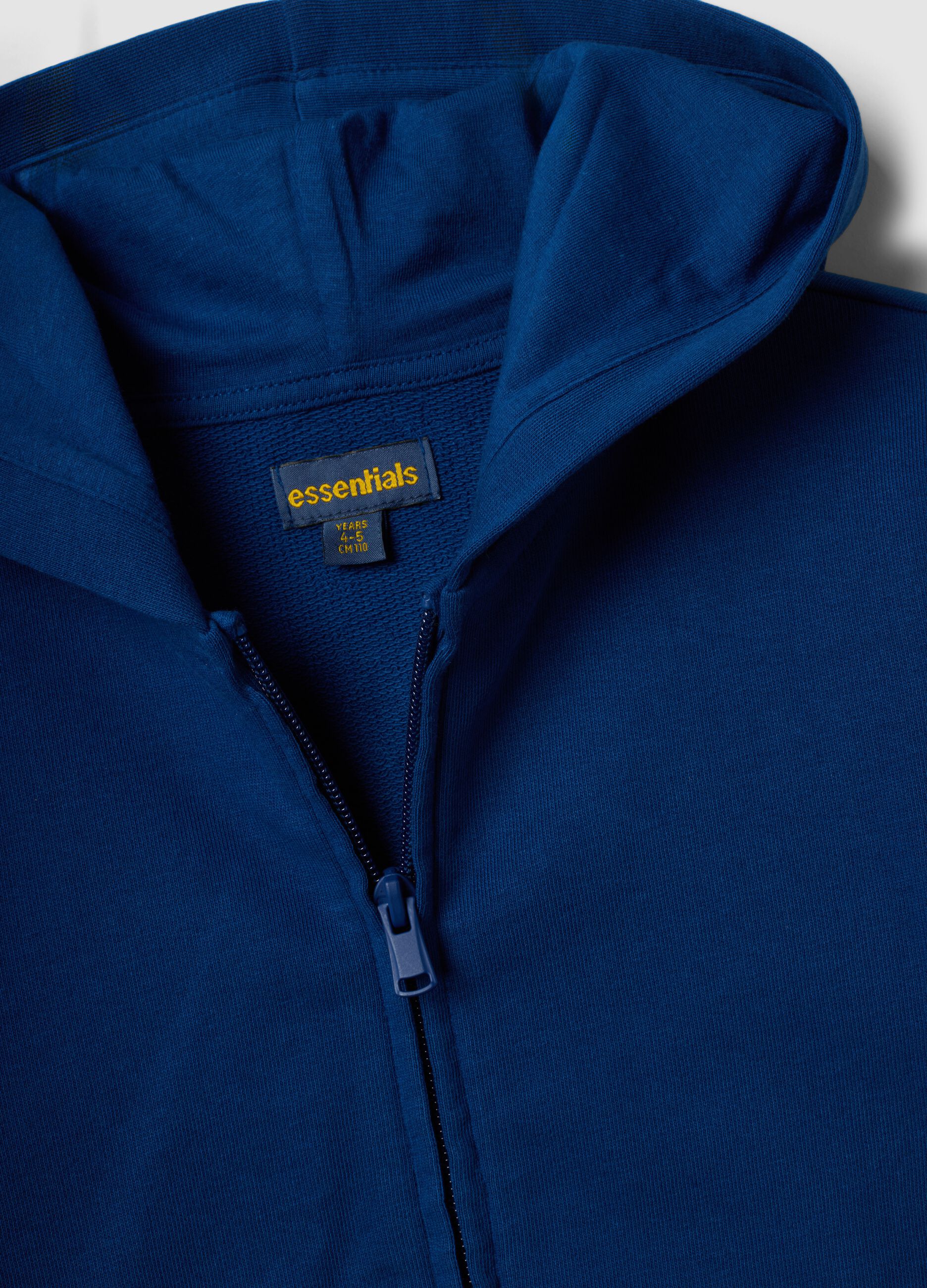 Blue hooded sweatshirt in pure organic cotton for boys, regular fit