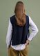 Chaleco azul de mezcla de lana con cuello redondo y lazadas laterales, corte regular_3