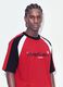 Red pure cotton T-shirt with front slogan relaxed fit_0