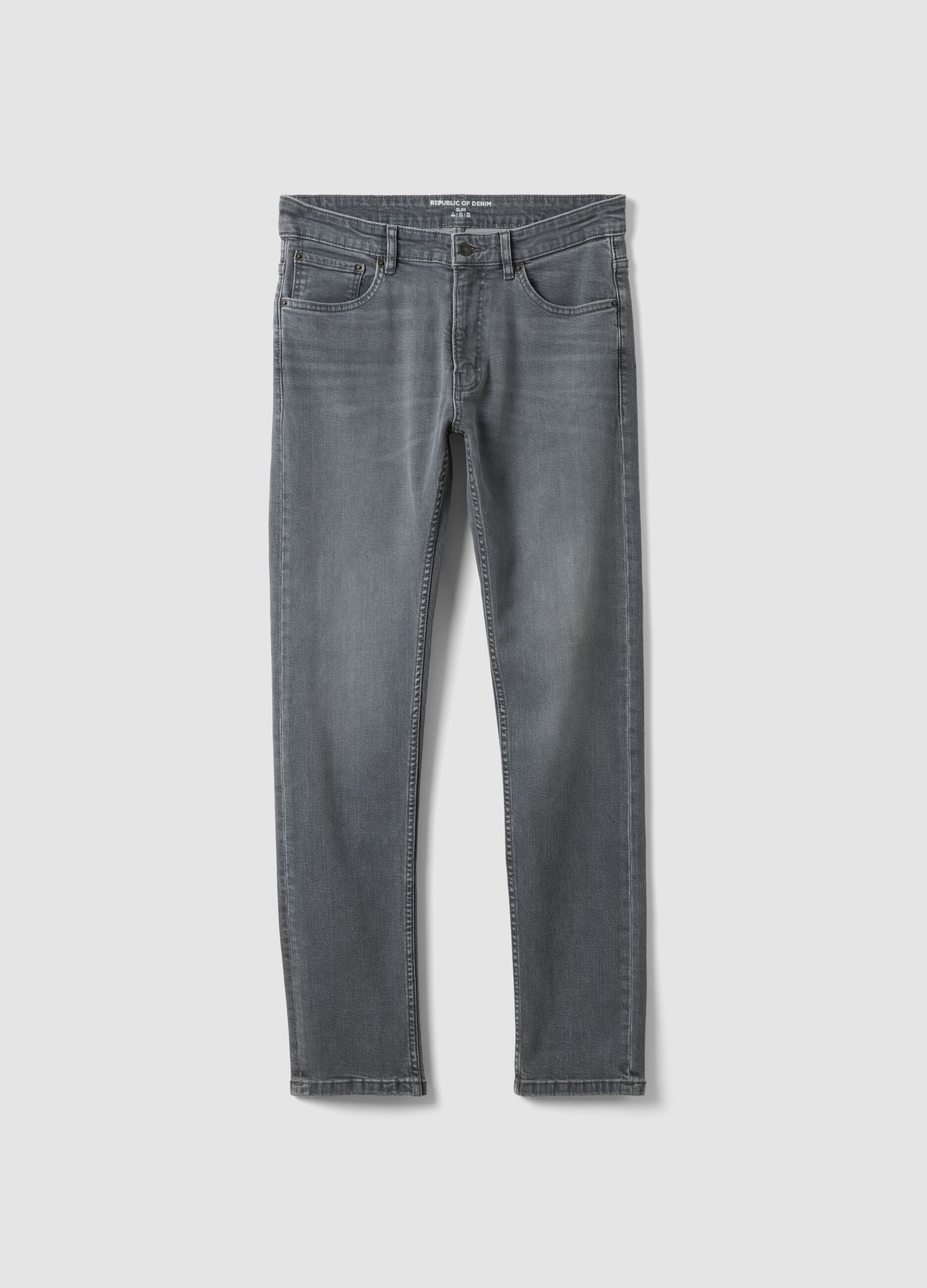 Jeans denim grigi in cotone elasticizzato slim fit