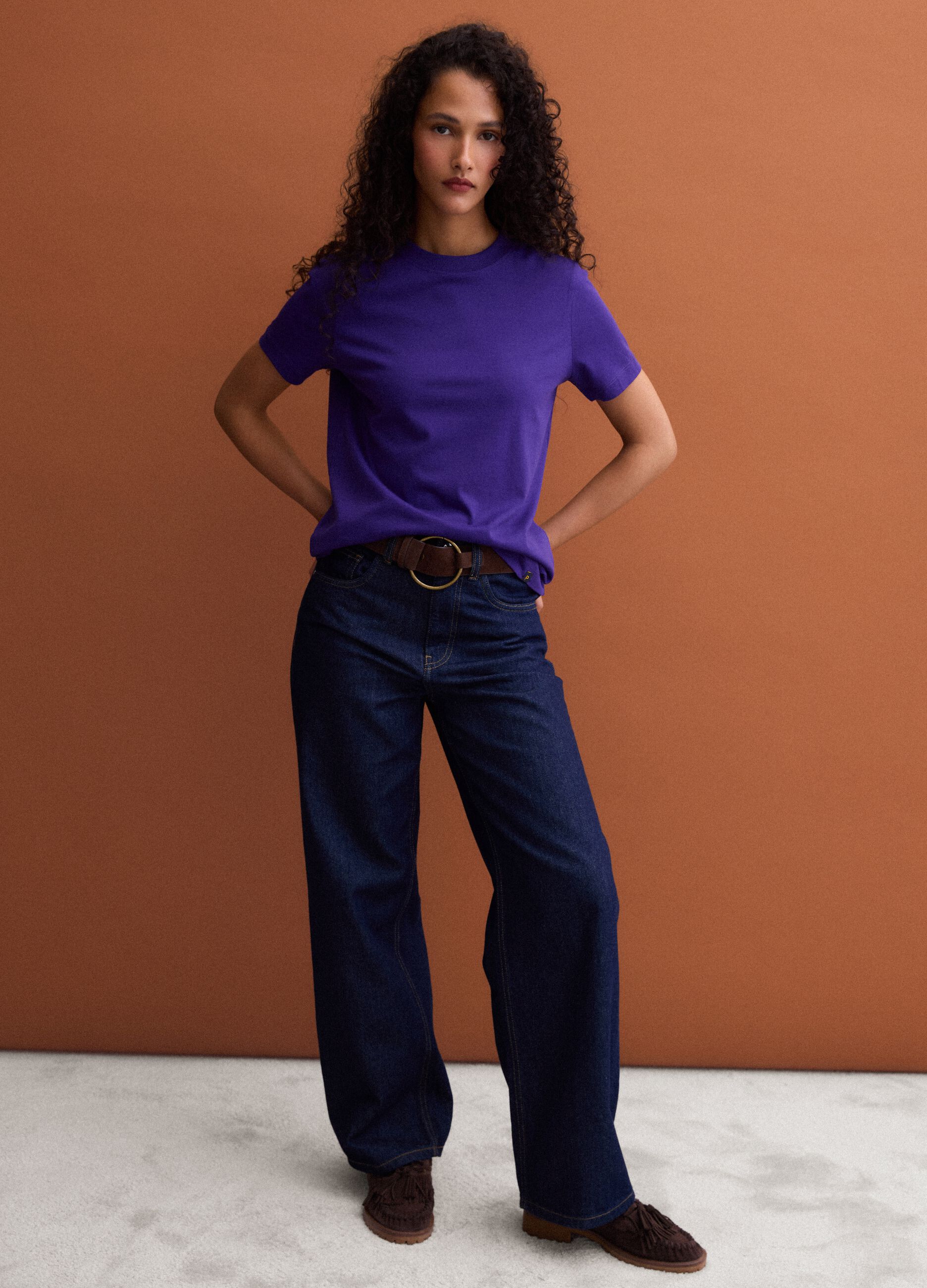 Purple crew-neck Supima cotton T-shirt, regular fit
