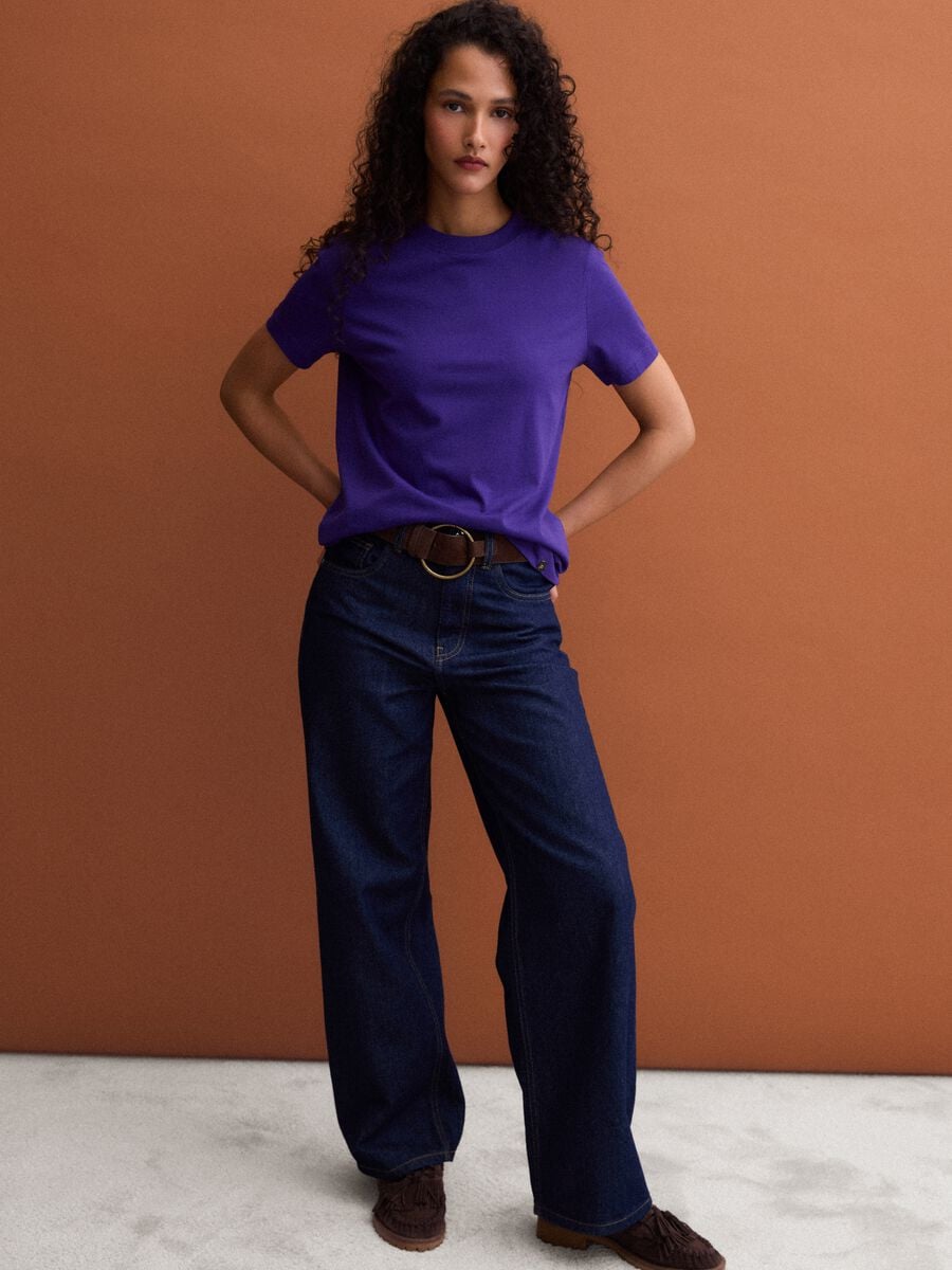 Purple crew-neck Supima cotton T-shirt, regular fit_1