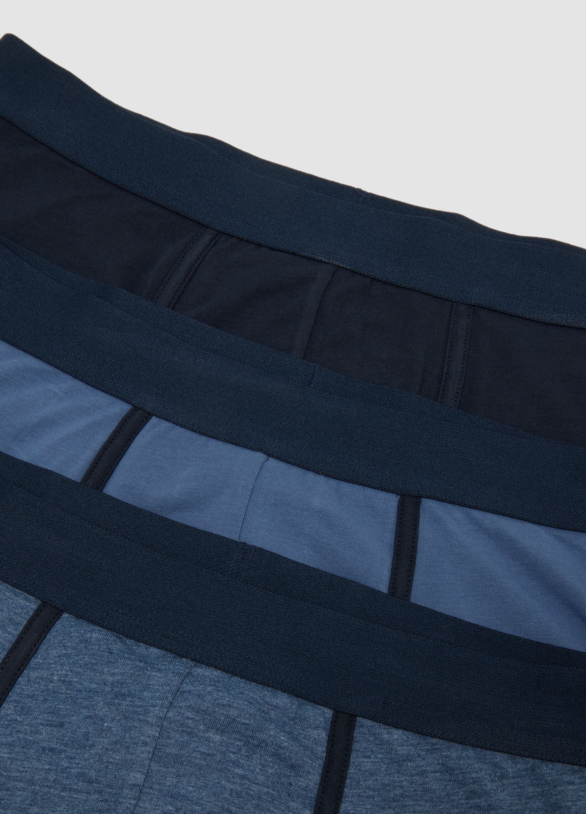 3er-Pack Boxershorts in Blau und Schwarz aus elastischer Bio-Baumwolle
