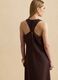 Braunes Kleid aus Leinen-Viskose-Mix mit V-Ausschnitt, Regular Fit_3