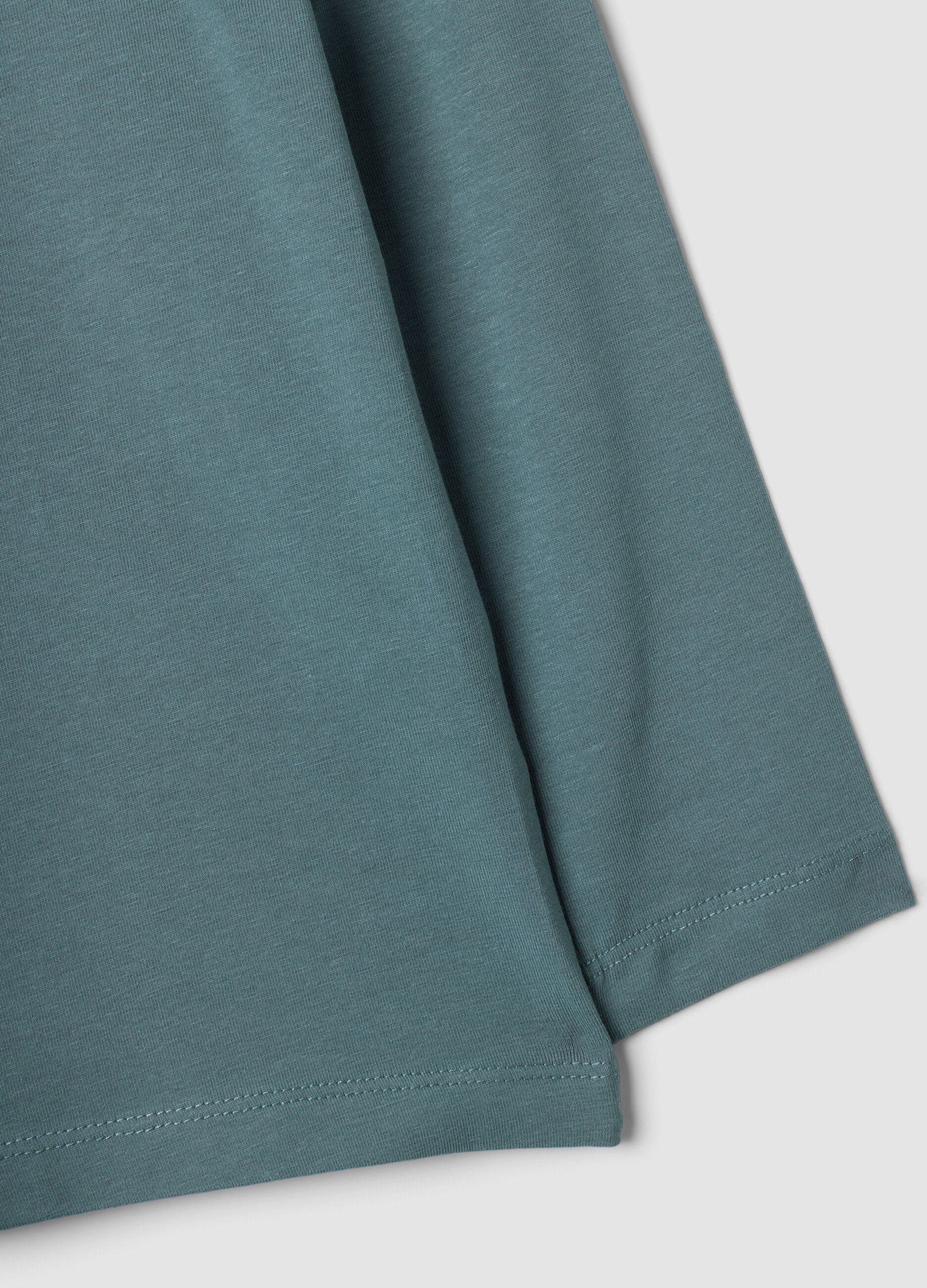 Blue long-sleeve organic cotton T-shirt