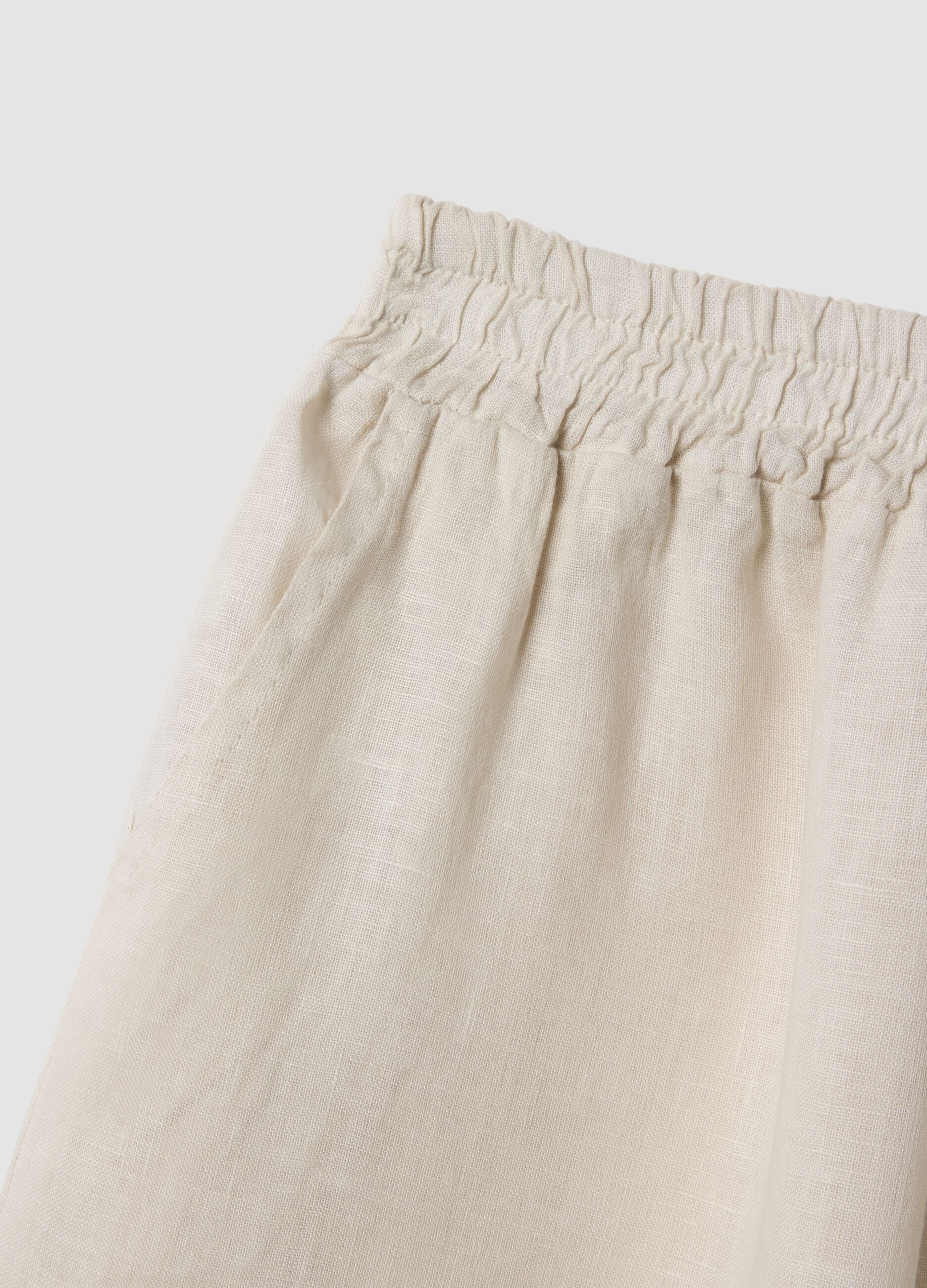 Beige Hose aus reinem Leinen in Regular Fit