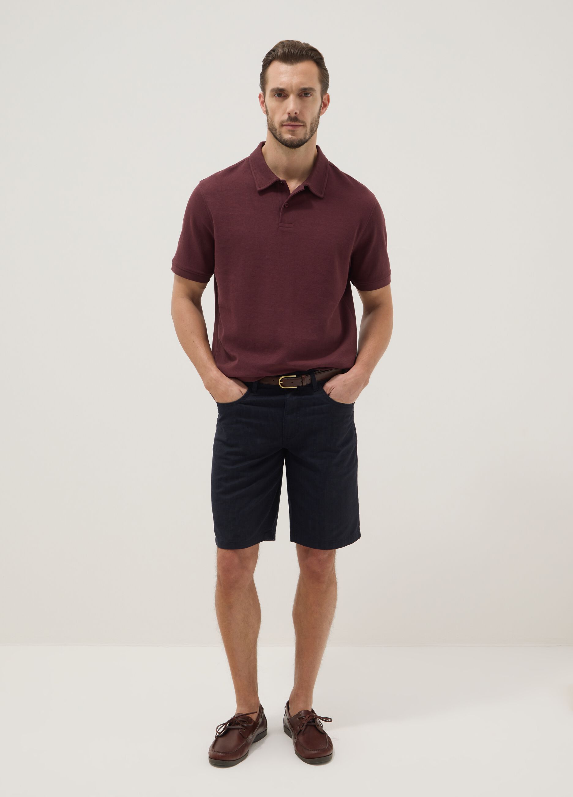 Blue regular-fit pure cotton Bermuda shorts