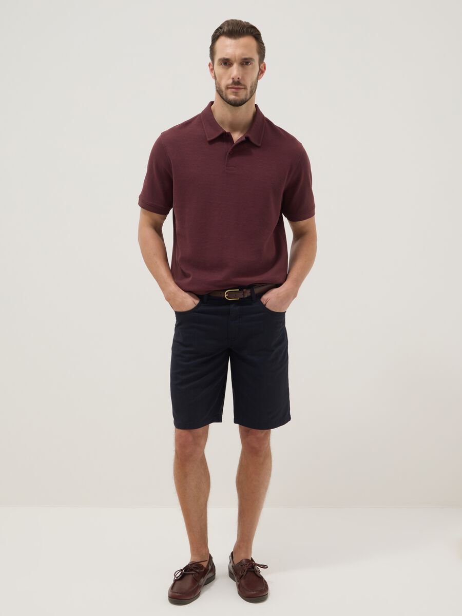 Blue regular-fit pure cotton Bermuda shorts_0