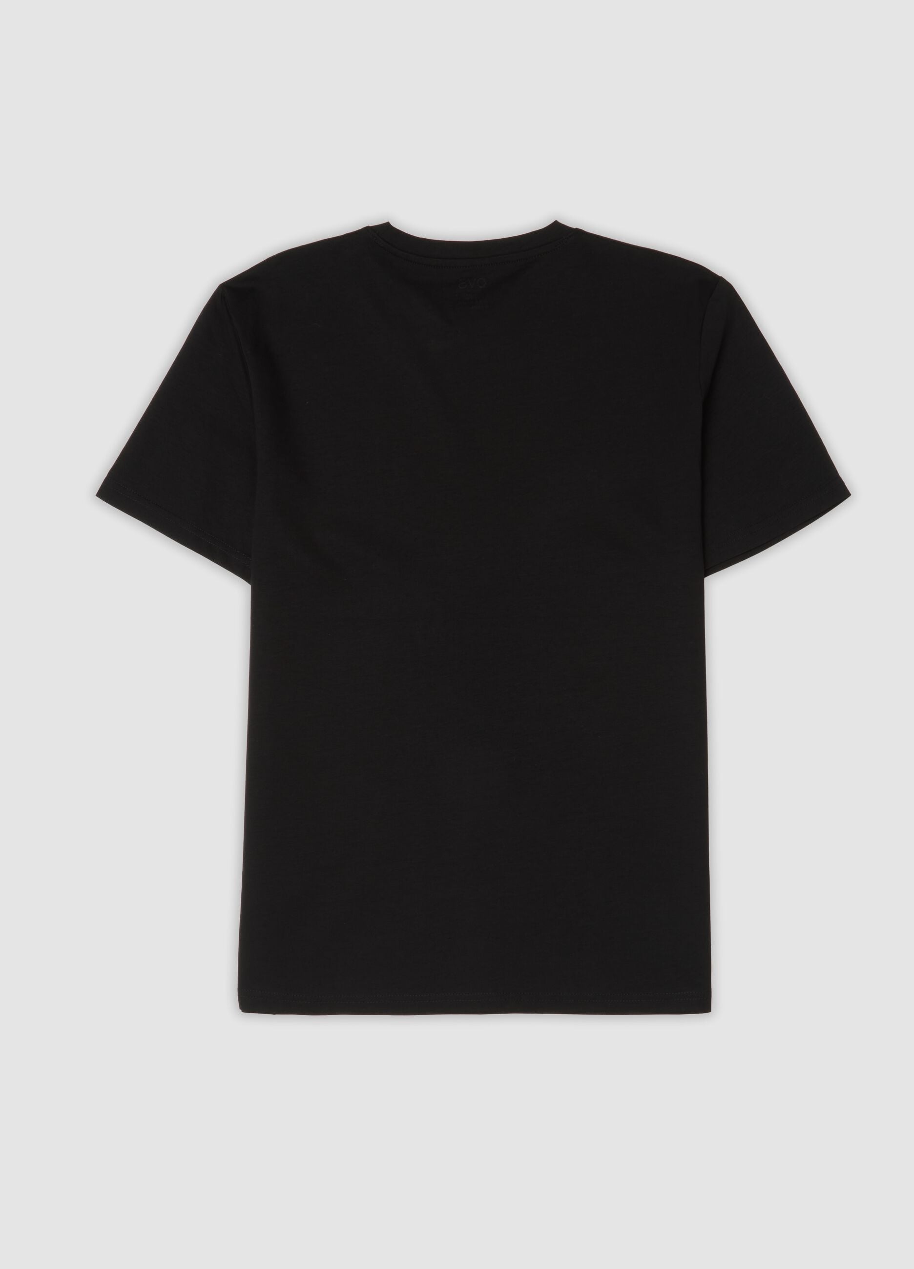 Black crew-neck T-shirt in pure mercerised cotton