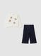 White and blue stretch cotton set with teddy bears for baby girl_0