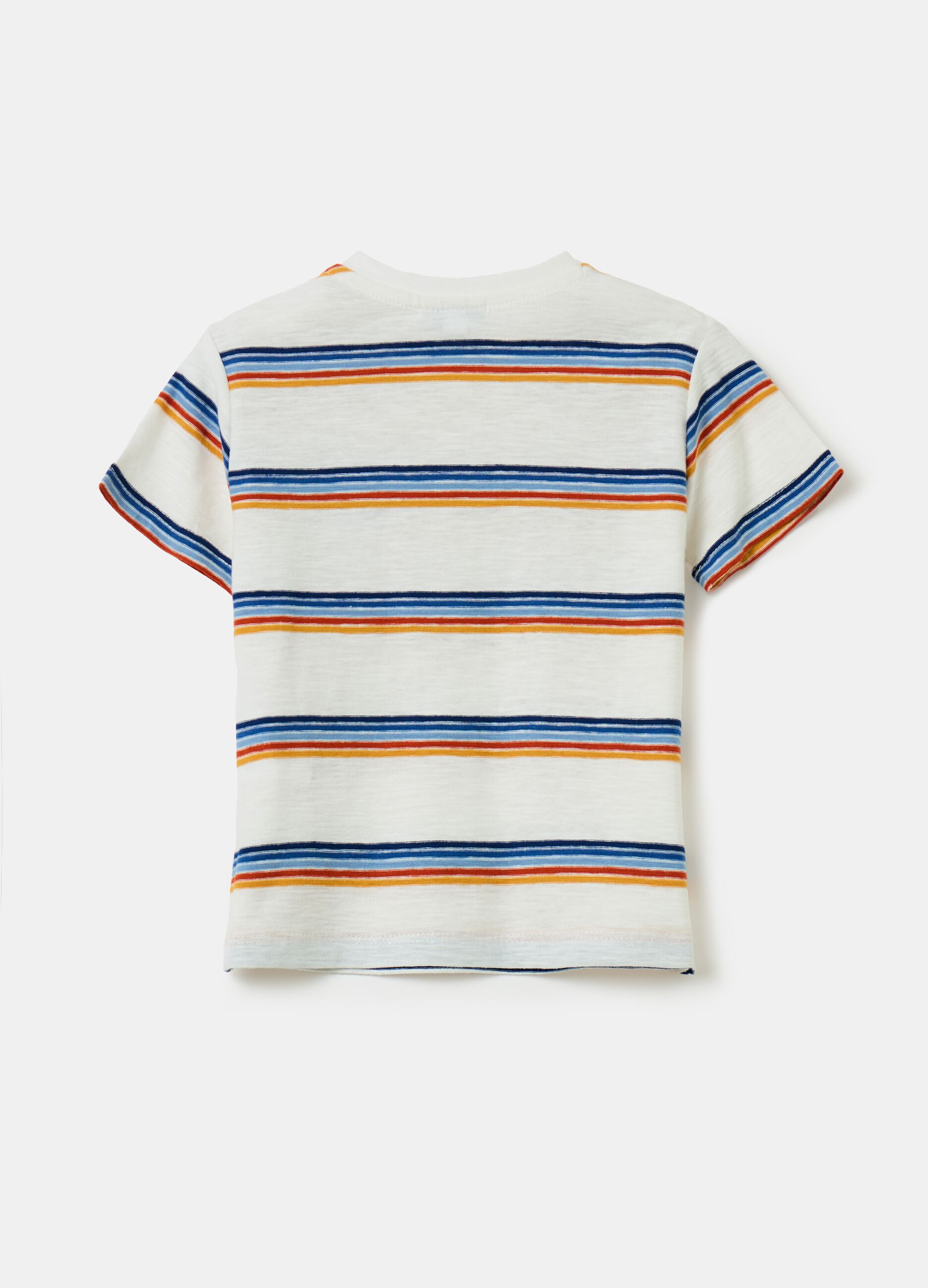 Striped cotton T-shirt with embroidery
