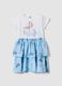 Light blue mini dress in stretch cotton with tiered skirt_0