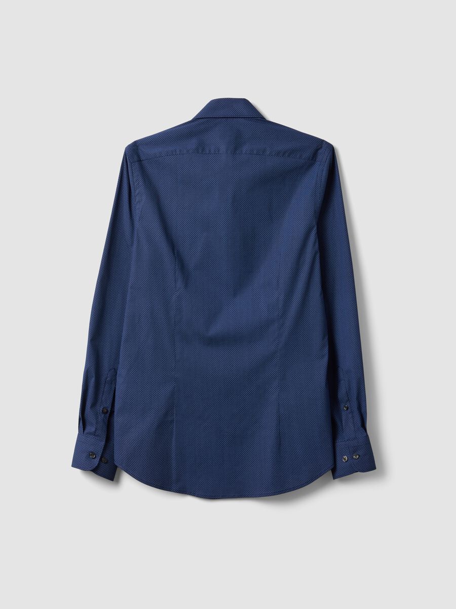 Blue slim-fit stretch cotton poplin shirt_5