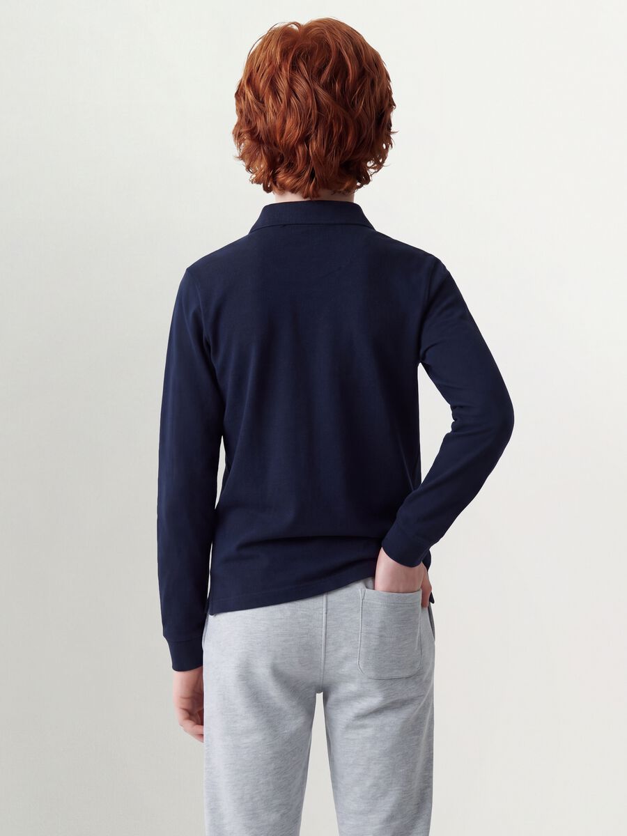 Blue piqu&eacute; polo shirt in pure organic cotton, regular fit, for boys_3