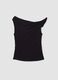 Black asymmetric one-shoulder slim-fit stretch viscose top_5