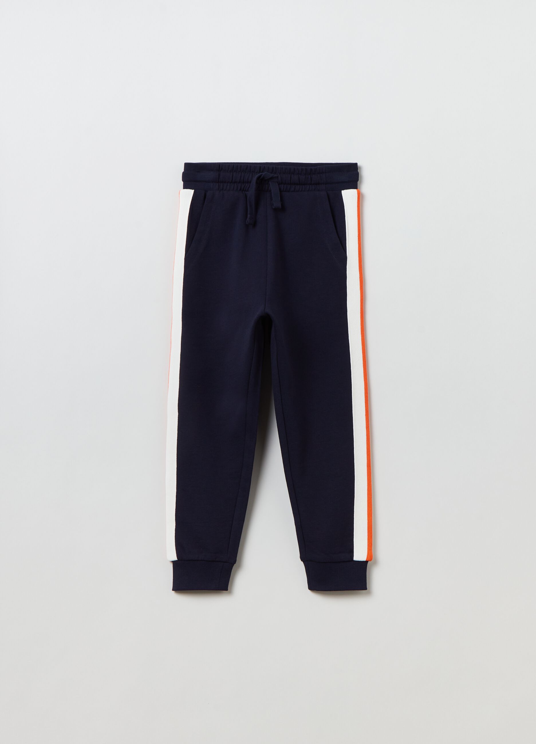 Joggers with drawstrings and contrasting bands_0