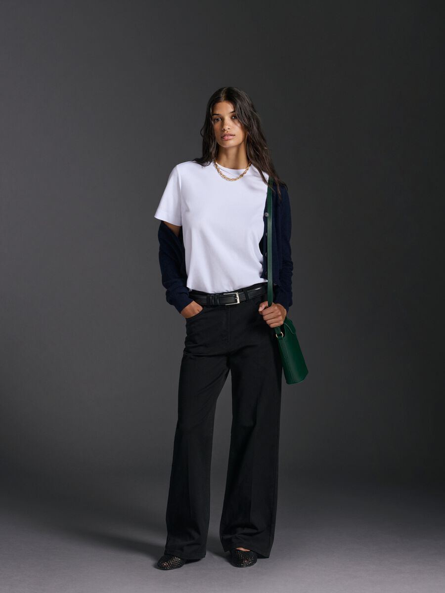 White pure cotton regular fit t-shirt_0