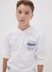 White pure cotton hoodie with print for boys_1