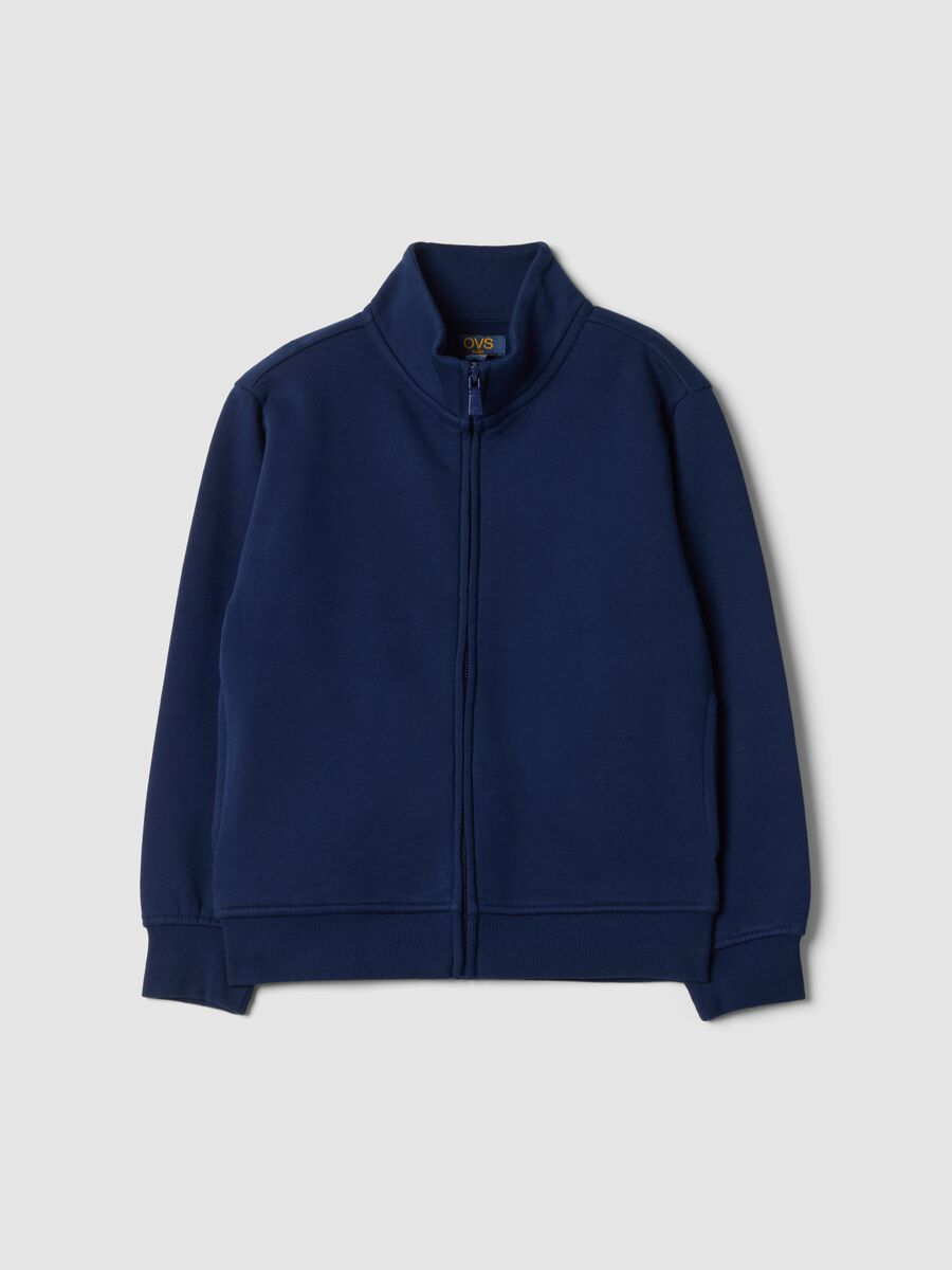 Felpa blu in puro cotone organico con colletto_0