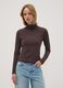 Brown stretch viscose top with mock neck, regular fit_2