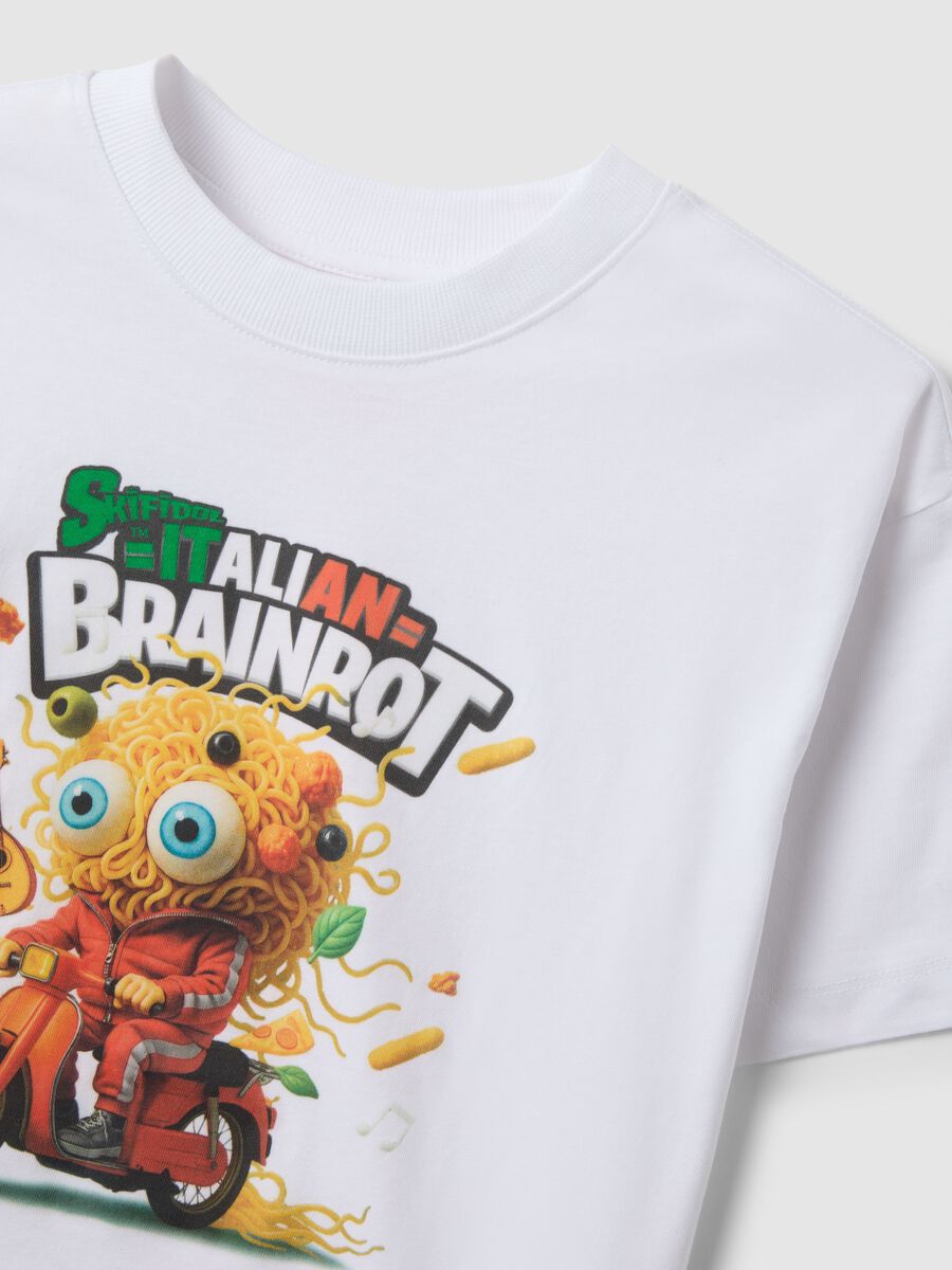 T-shirt in puro cotone bianca da bambino regular fit con stampa_3