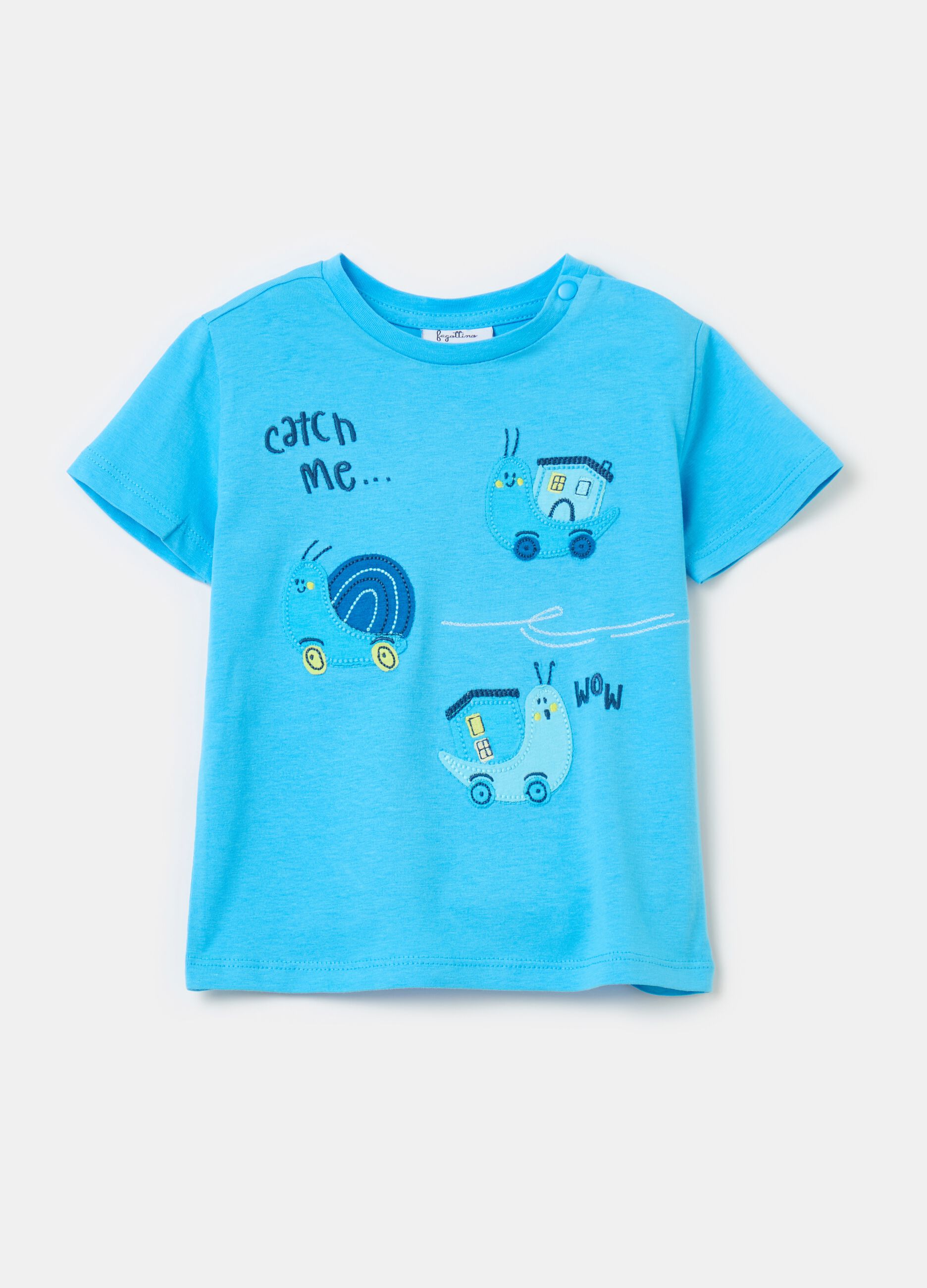Cotton T-shirt with small snails patch