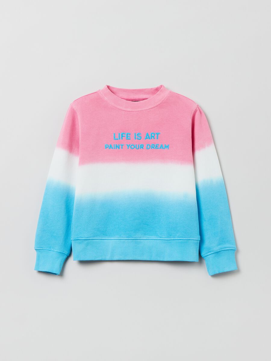 Sweatshirt with dip dye pattern and embroidery_0