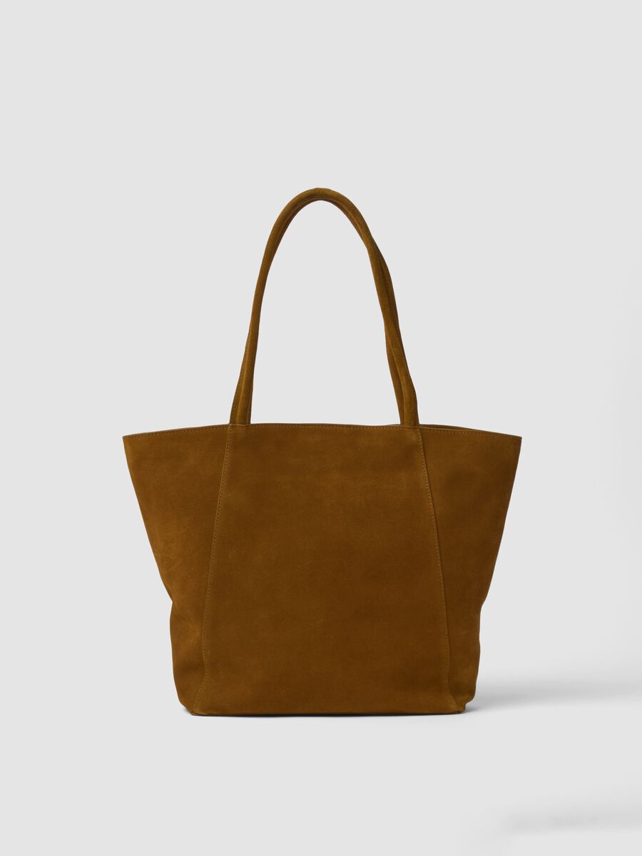 Borsa marrone in vera pelle con doppi manici_2