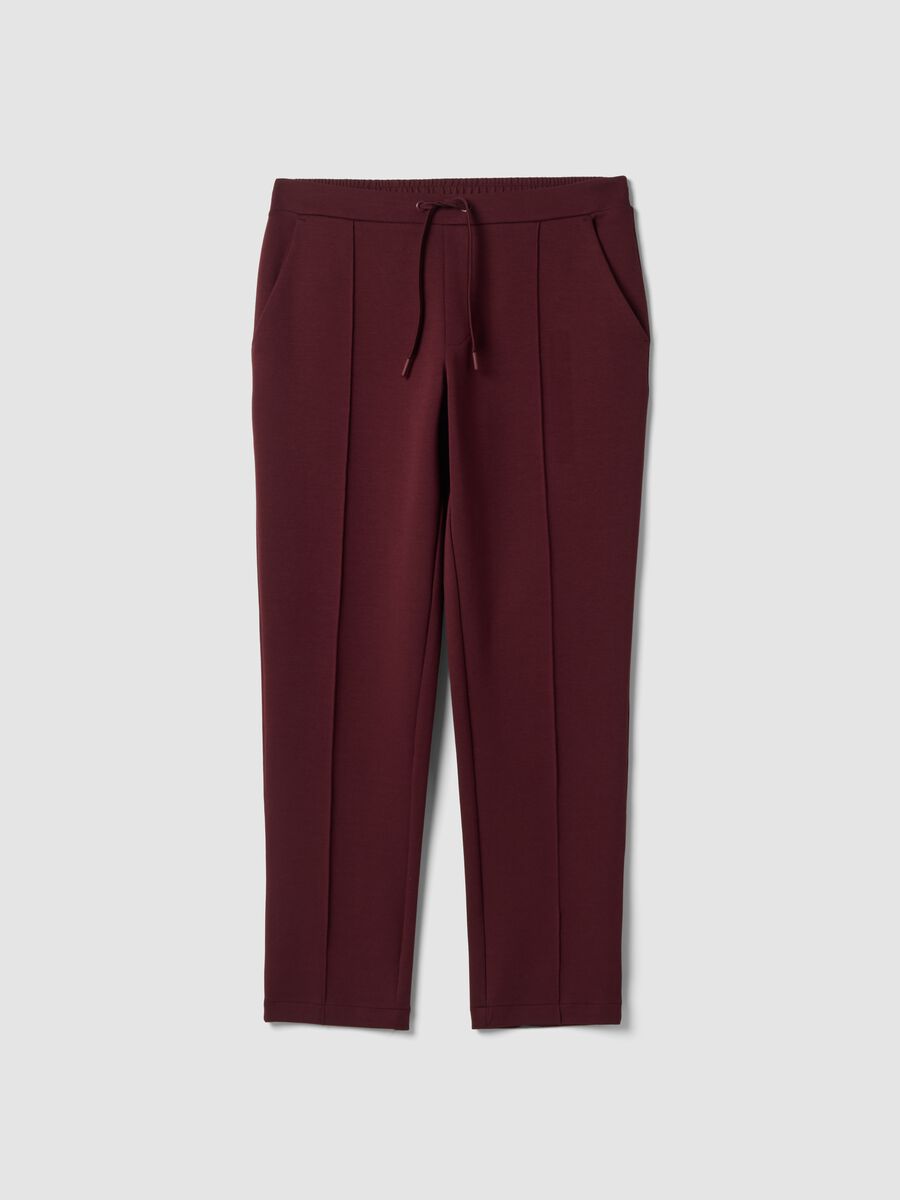 Red regular-fit stretch cotton trousers_0