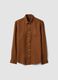 Brown pure linen shirt with button-down collar, regular fit_0