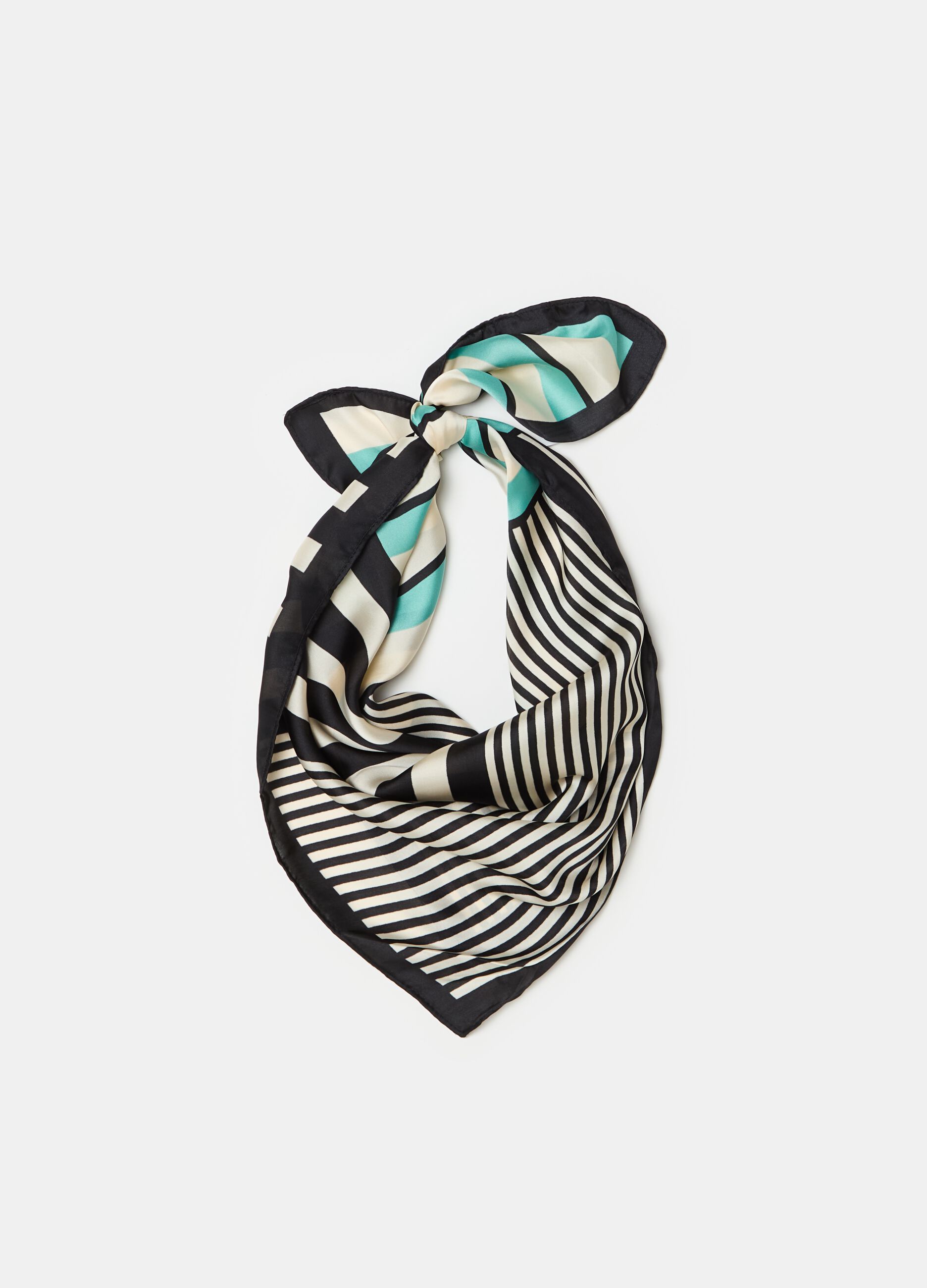 Striped foulard scarf