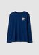 Blaues T-Shirt aus reiner Bio-Baumwolle im Relaxed Fit mit Print_0