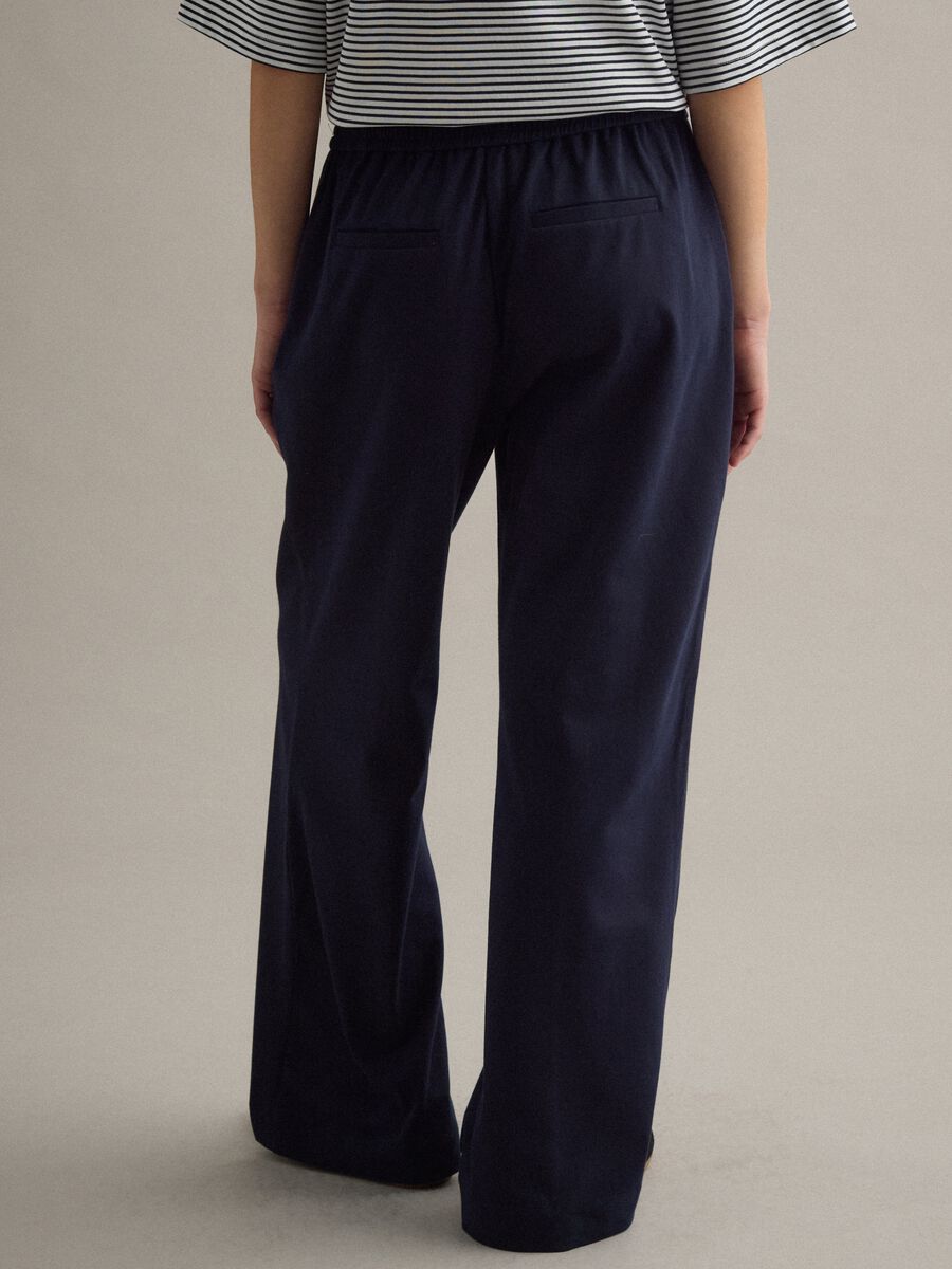 Blue stretch cotton trousers with regular fit_2