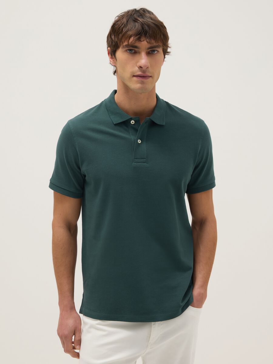 Green pure cotton polo shirt regular fit_0