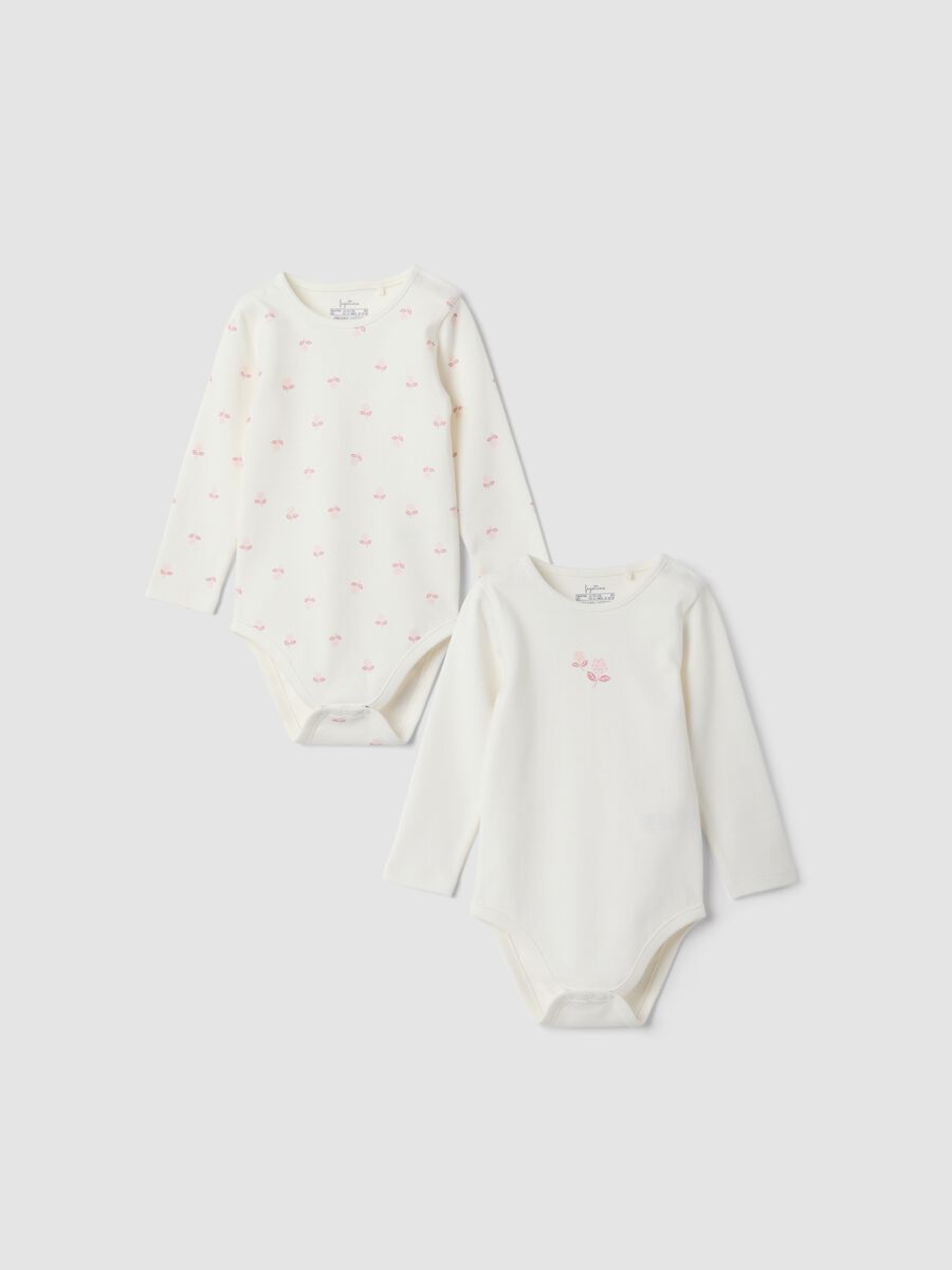 2-pack white organic cotton crew-neck bodysuits for baby girl_0