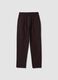 Dark brown regular-fit stretch viscose trousers_0