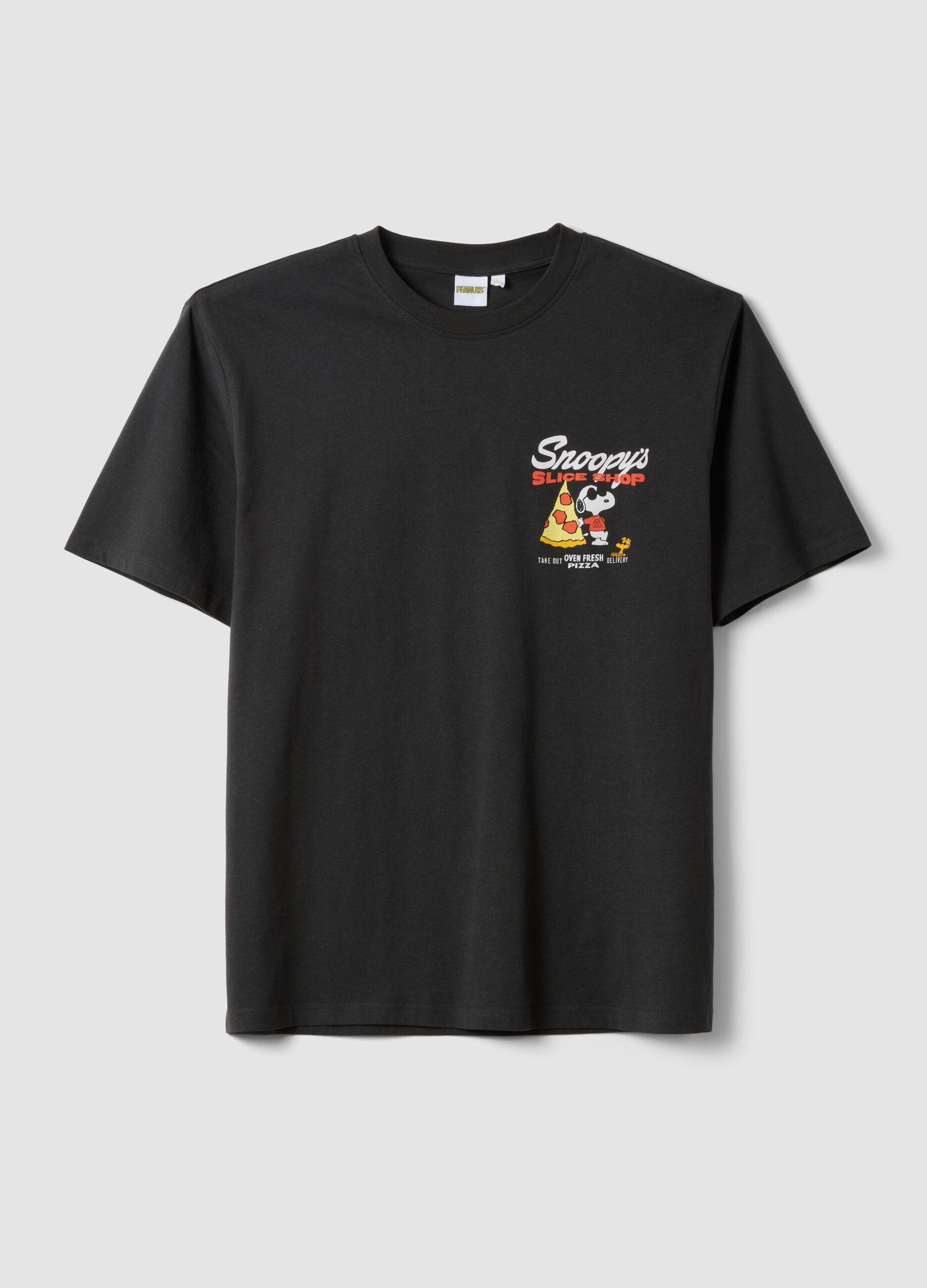 Graues Peanuts T-Shirt aus reiner Baumwolle mit Print, Relaxed Fit